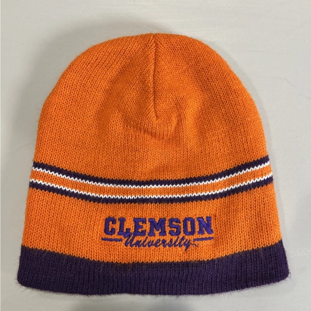 Clemson University Tigers Knit Beanie Cap Orange Purple OSFM Unisex Adults NCAA